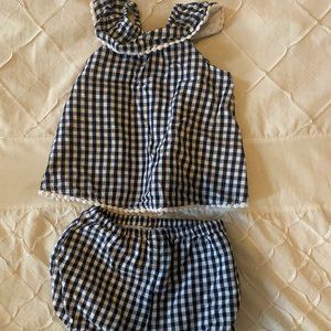 Navy and White Checkered Outfit